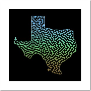 Texas State Outline Maze & Labyrinth Posters and Art